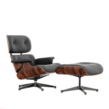 Lounge Chair & Ottoman (nieuwe afmeting) - Premium Leder F - Nero - Santos Palisander - Vitra - Charles & Ray Eames - Home - Furniture by Designcollectors