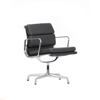 Soft Pad Chair EA 208 - Premium Leder - Verchroomd - Asphalt - Klassieke hoogte