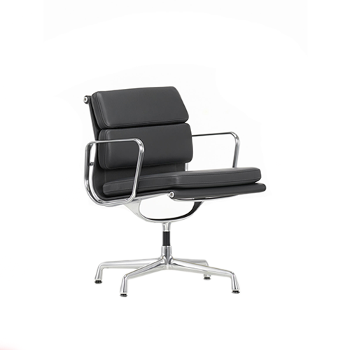 Soft Pad Chair EA 208 Chaise- Leather Premium - Polished - Asphalt - New height - Vitra -  - Outlet - Furniture by Designcollectors