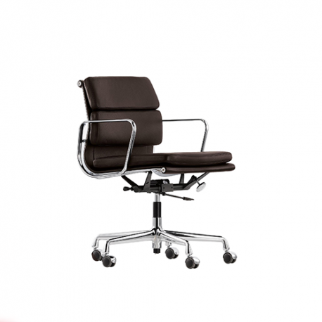 Soft Pad Chair EA 217 - Leather - Chrome - Chocolate/Brown - Vitra - Charles & Ray Eames - Home - Furniture by Designcollectors