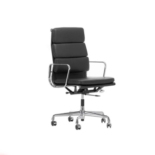 Soft Pad Chair EA 219 - Leder - Verchroomd - Nero/Nero