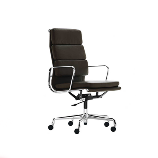 Soft Pad Chair EA 219 - Leder - Verchroomd - Chocoladebruin