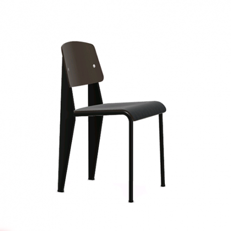 Standard Chair - dark oak - protective varnish - deep black power-coated (smooth) - Vitra - Jean Prouvé - Home - Furniture by Designcollectors