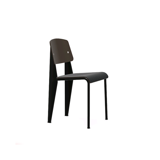 Standard Chair - dark oak - protective varnish - deep black power-coated (smooth) - Vitra - Jean Prouvé - Home - Furniture by Designcollectors