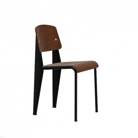 Standard Stoel - black pigmented walnut - deep black powder-coated (smooth) - Vitra - Jean Prouvé - Furniture by Designcollectors