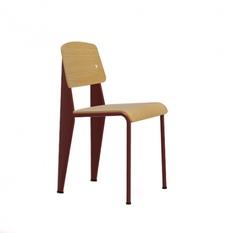 Standard Stoel - Natural oak - Japanese red powder-coated (smooth) - Vitra - Jean Prouvé - Furniture by Designcollectors