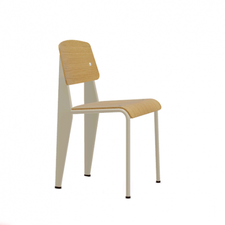 Standard Chair - Natural oak - Ecru powder-coated (smooth) - Vitra - Jean Prouvé - Furniture by Designcollectors