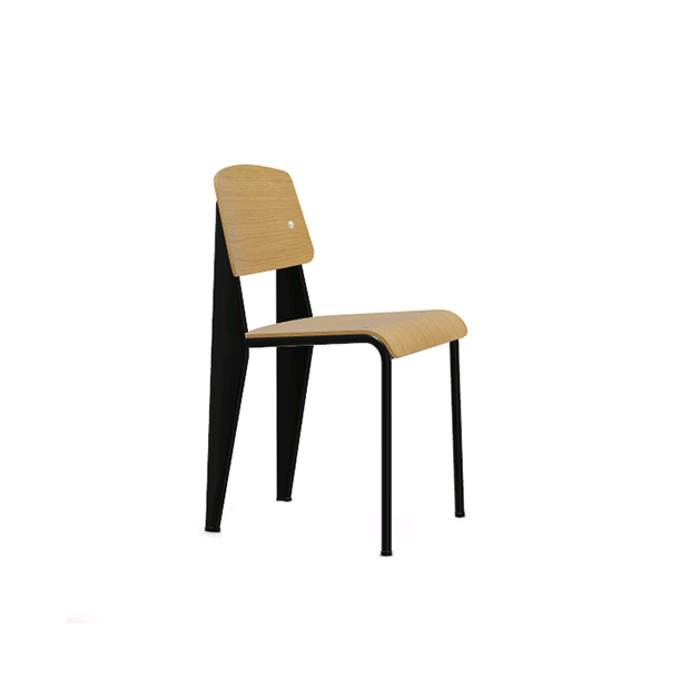 Standard Chair - Natural oak - deep black powder-coated (smooth) - Vitra - Jean Prouvé - Home - Furniture by Designcollectors