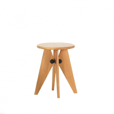 Tabouret Solvay Kruk - Natural solid oak - Vitra - Jean Prouvé - Furniture by Designcollectors