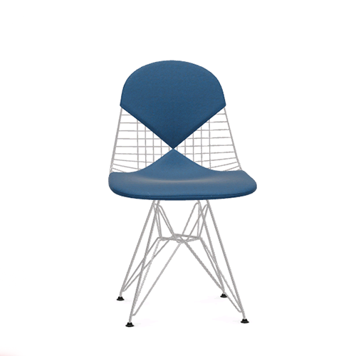 Wire Chair DKR-2 - Hopsak blue/moorbrown - chromed - Vitra - Charles & Ray Eames - Home - Furniture by Designcollectors