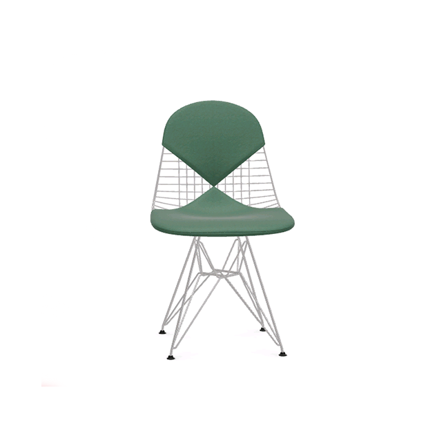 Wire Chair DKR-2 Stoel - Hopsak mint/forest - Chromed - Vitra - Charles & Ray Eames - Home - Furniture by Designcollectors