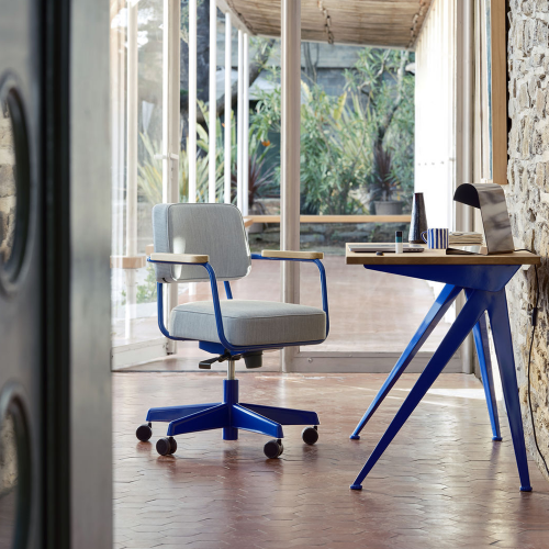 Compas Direction Desk - Natural oak - Bleu Marcoule - Furniture by Designcollectors