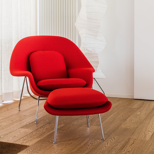 Womb Chair Relax, Chrome, Fire red - Furniture by Designcollectors