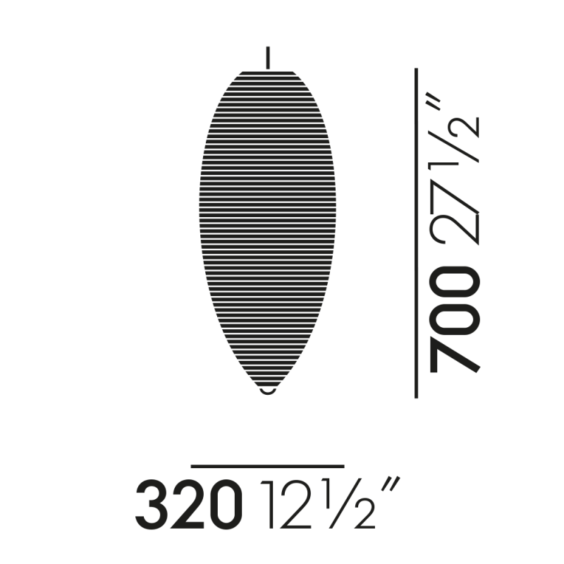 dimensions Akari 23A - Vitra - Isamu Noguchi - Éclairage - Furniture by Designcollectors