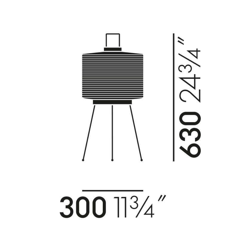 dimensions Akari 7A Floor Lamp - Vitra - Isamu Noguchi - Google Shopping - Furniture by Designcollectors
