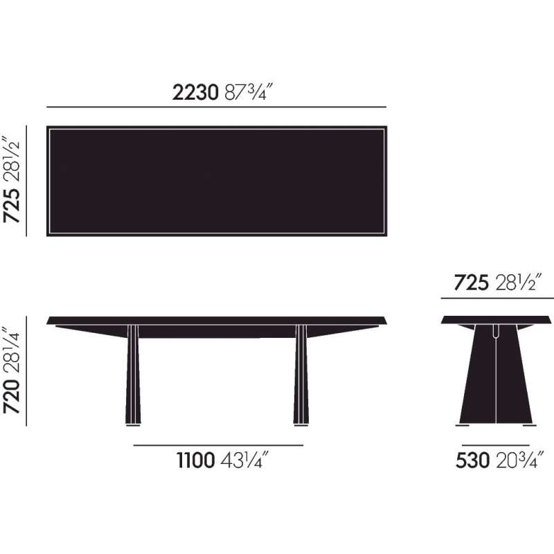 dimensions Table Trapèze - Vitra - Jean Prouvé - Home - Furniture by Designcollectors