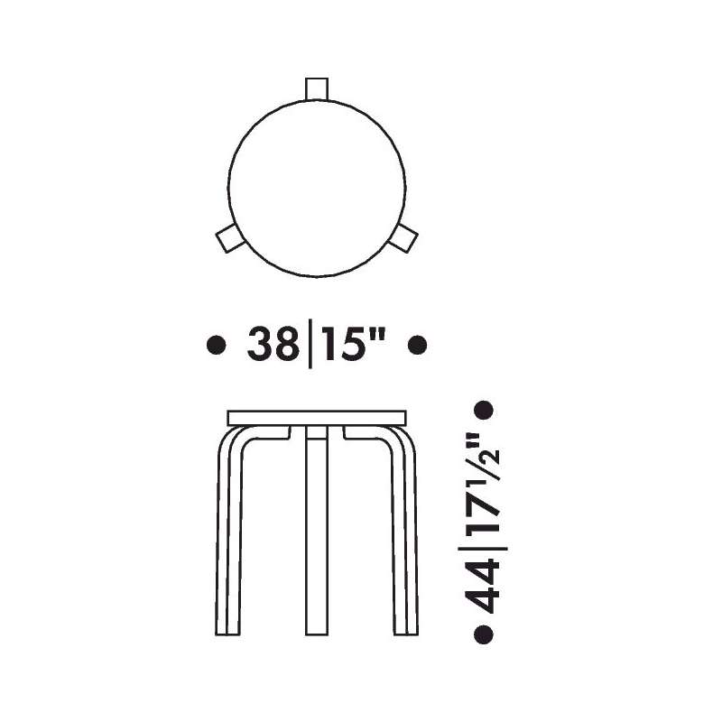 dimensions Stool 60 (3 Legs) - White Lacquered - Artek - Alvar Aalto - Google Shopping - Furniture by Designcollectors