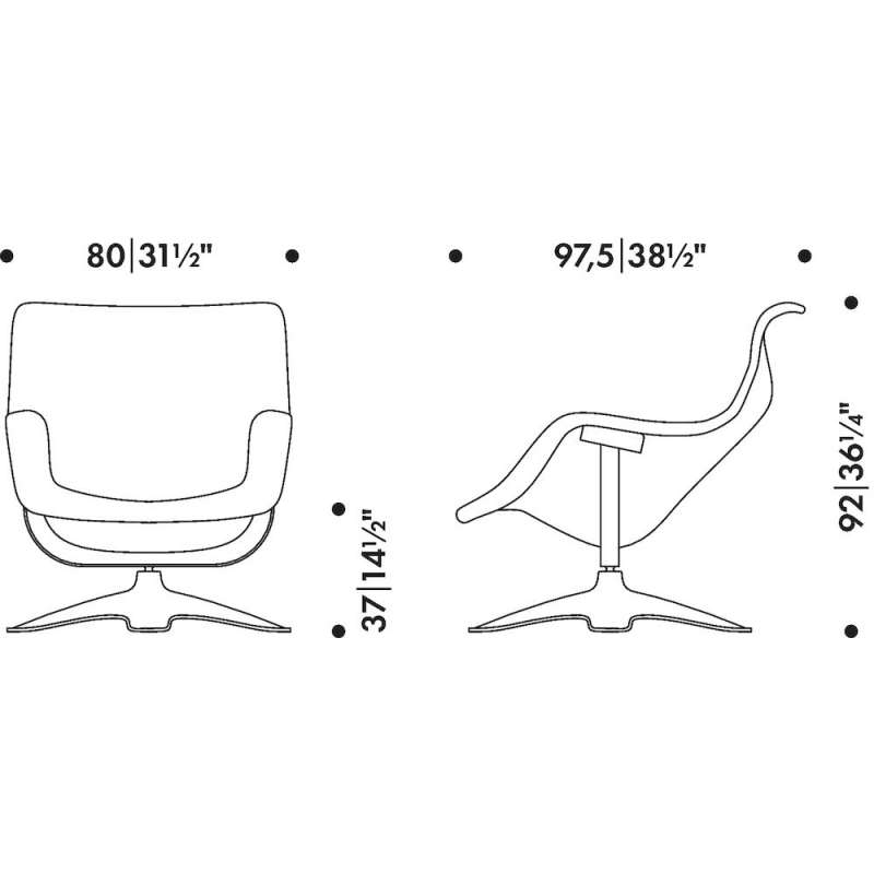 dimensions Karuselli Lounge Chair Black: Limited edition - Artek - Yrjö Kukkapuro - Home - Furniture by Designcollectors