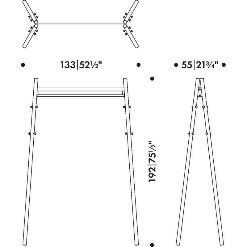 dimensions Kiila coat rack, white - Artek - Daniel Rybakken - Home - Furniture by Designcollectors