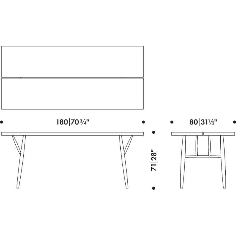 dimensions Pirkka Tafel  180x80 - Artek - Ilmari Tapiovaara - Tafels - Furniture by Designcollectors