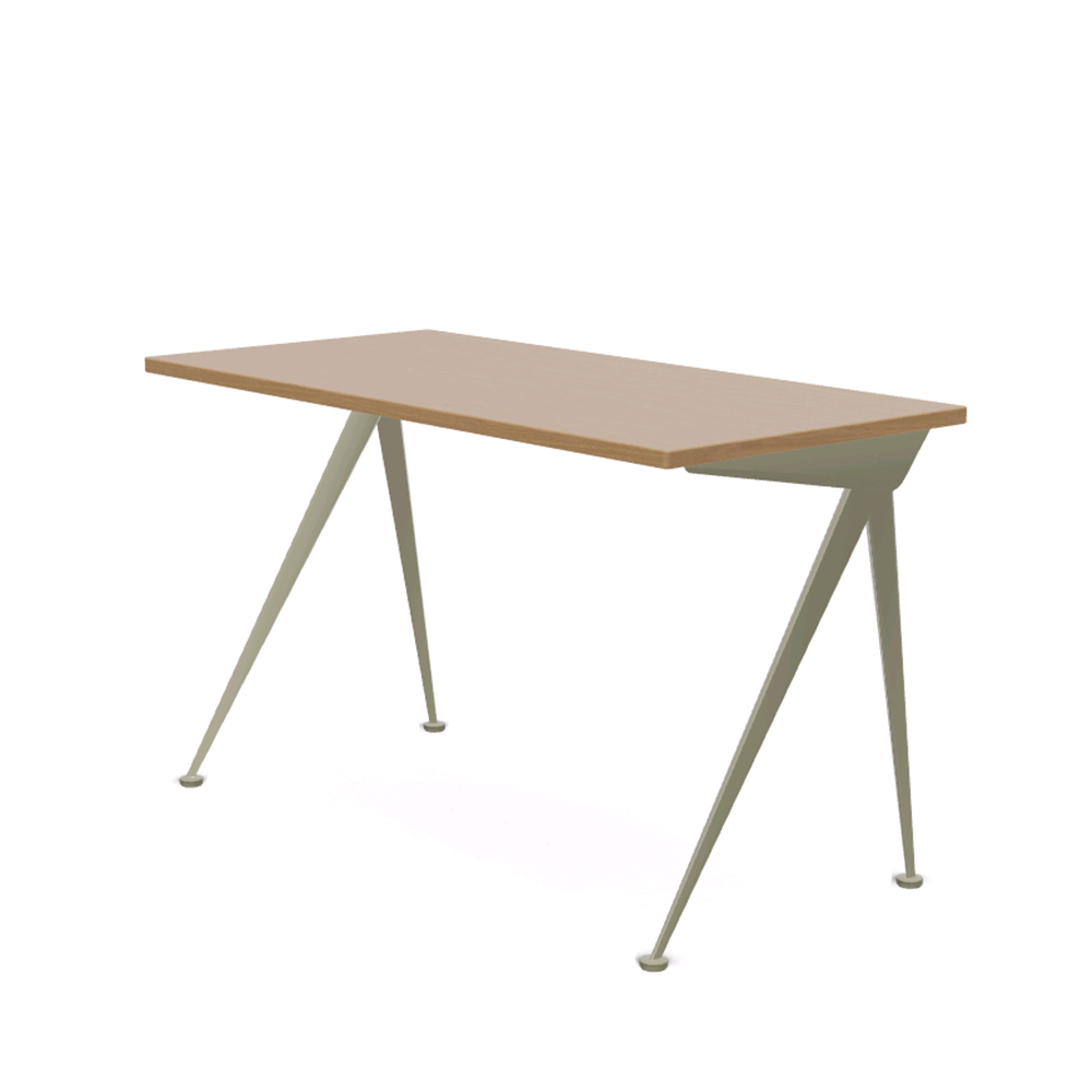 Compas Direction Desk Natural oak Gris Vermeer Vitra by Jean Prouvé