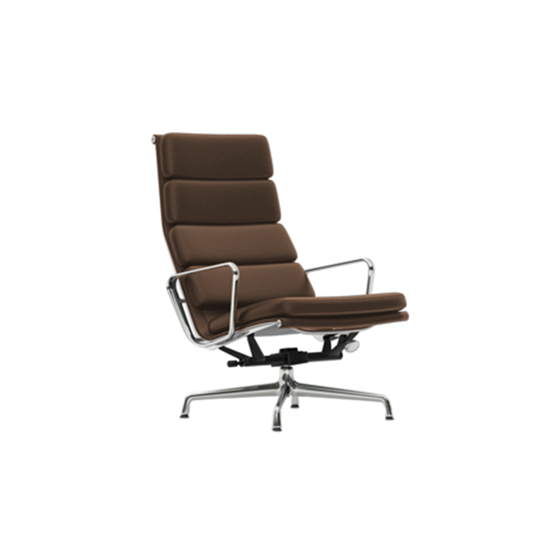 Soft Pad Chair EA 222 - Leather - Chrome - Chestnut/Brown - Vitra - Charles & Ray Eames - Home - Furniture by Designcollectors