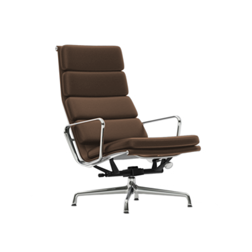 Soft Pad Chair EA 222 - Leather - Chrome - Chestnut/Brown - Vitra - Charles & Ray Eames - Home - Furniture by Designcollectors