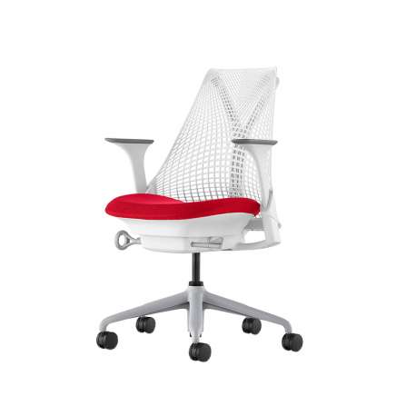 Sayl Chair Studio white, Tilt limiter & forward tilt, Fog base - Herman Miller - Yves Béhar - Furniture by Designcollectors