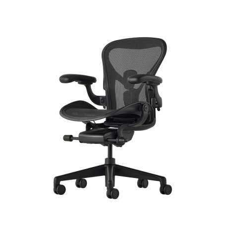 Aeron Chair - Black,  Onyx Ultra Matte base (size B) - Herman Miller - Don Chadwick & Bill Stumpf - Furniture by Designcollectors