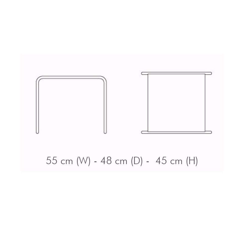 dimensions Laccio Side Table, Square, Black - Knoll - Marcel Breuer - Lage tafels en bijzettafels - Furniture by Designcollectors
