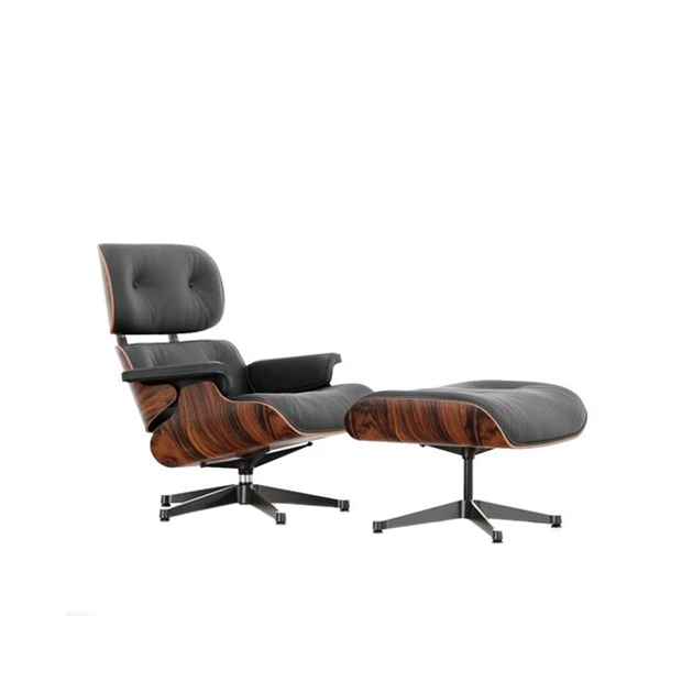 Lounge Chair & Ottoman  (klassieke afmetingen) - Premium Leder - Nero - Santos Palisander - Vitra - Charles & Ray Eames - Home - Furniture by Designcollectors