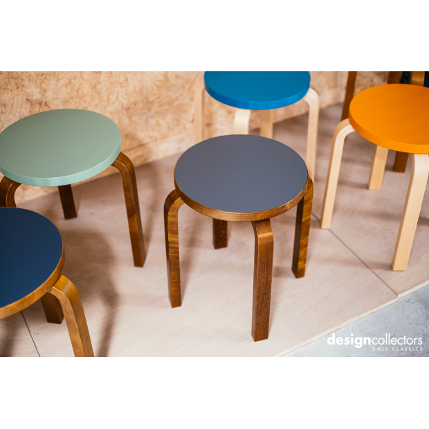 Stool E60 (4 Legs) Walnut Stained - Pewter Linoleum - Artek - Alvar Aalto - Google Shopping - Furniture by Designcollectors