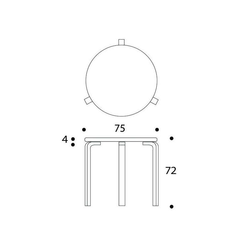 dimensions 90B Table, Birch Veneer - Artek - Alvar Aalto - Home - Furniture by Designcollectors