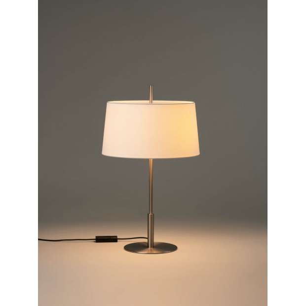 Diana Table Lamp - White Linen - Satin Nickel Base - Santa & Cole - Miguel Milá - Home - Furniture by Designcollectors