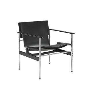 Pollock Armchair, Noir, Noir cowhide, Velluto Pelle leather