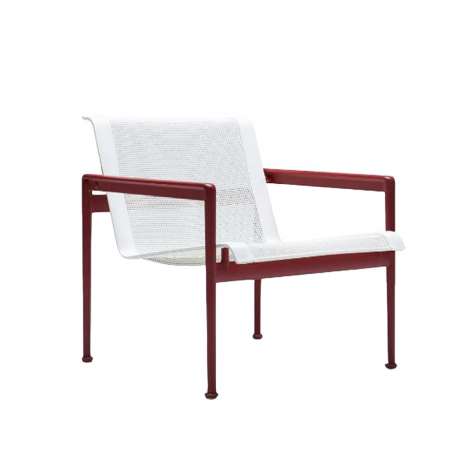 Schultz Longue Chair 1966 met armleuning, Wit, Donkerrood frame - Knoll - Richard Schultz - Furniture by Designcollectors