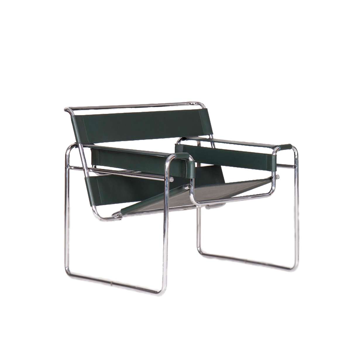 Wassily Lounge Chair, Bauhaus Green cowhide Knoll by Marcel Breuer