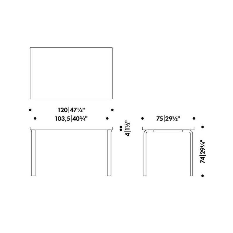 dimensions 81B Tafel, White HPL - Artek - Alvar Aalto - Google Shopping - Furniture by Designcollectors