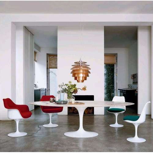 Saarinen Oval Tulip Tafel, Wit, Arabescato marmer (H73, L198) - Knoll - Eero Saarinen - Eettafels - Furniture by Designcollectors