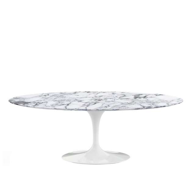 Saarinen Oval Tulip Tafel, Wit, Arabescato marmer (H73, L198) - Knoll - Eero Saarinen - Eettafels - Furniture by Designcollectors