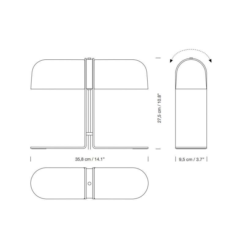 dimensions Duo Tafellamp - Santa & Cole - André Ricard - Nieuw van Santa & Cole - Furniture by Designcollectors