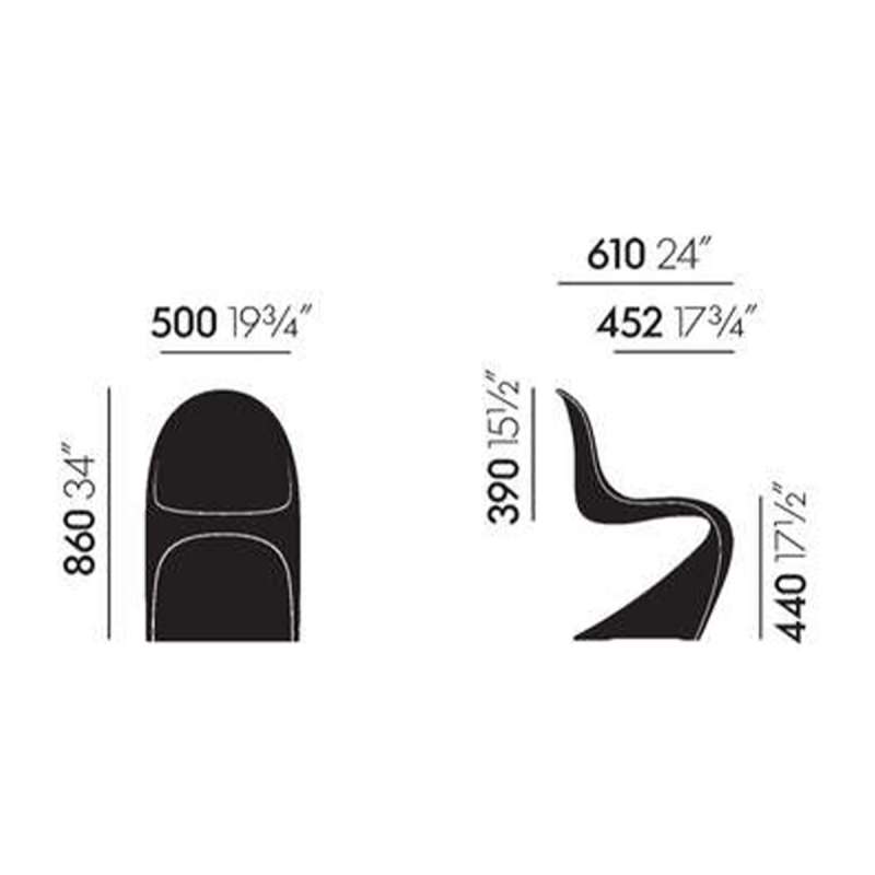 dimensions Panton Chaise (nouvelle hauteur) - Blanc - Vitra - Verner Panton - Chaises - Furniture by Designcollectors