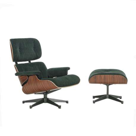 Lounge Chair & Ottoman - Santos Palisander - Kvadrat Phlox 01 Dark Green - base Pine Green 22 - new dimensions - Vitra - Charles & Ray Eames - Home - Furniture by Designcollectors