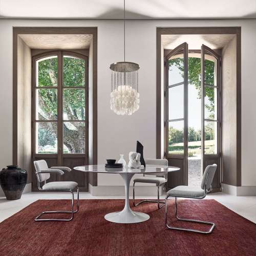 Saarinen Round Tulip Table, White Laminate (H72 D91) - Knoll - Eero Saarinen - Eettafels - Furniture by Designcollectors