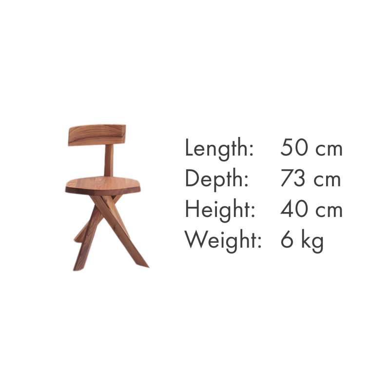 dimensions S34 Stoel met 7-rugleuning - Pierre Chapo - Pierre Chapo - Stoelen - Furniture by Designcollectors
