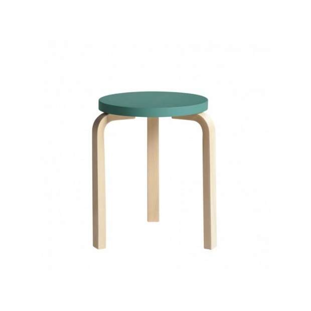 60 Stool 3 Legs Natural Lacquered Turquoise - end of life - Artek - Alvar Aalto - Stools & Benches - Furniture by Designcollectors