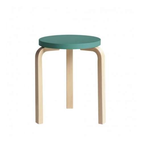 60 Stool 3 Legs Natural Lacquered Turquoise - end of life - Artek - Alvar Aalto - Stools & Benches - Furniture by Designcollectors