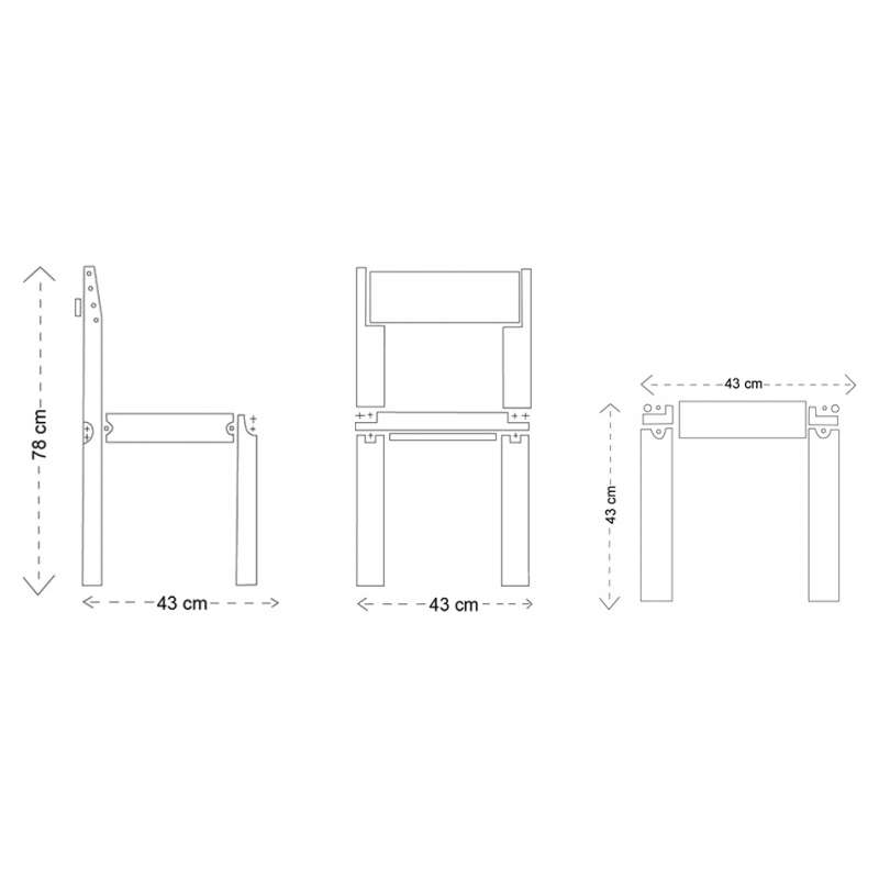 dimensions S11 Stoel met gespannen leer - X Londen - Pierre Chapo - Pierre Chapo - Stoelen - Furniture by Designcollectors