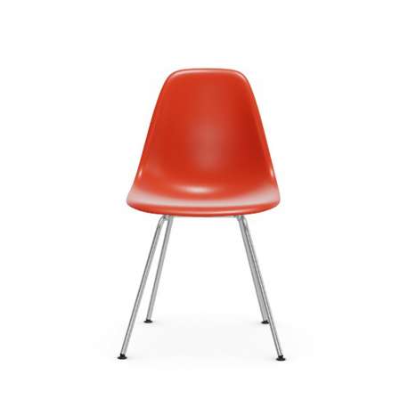 Eames Plastic Chair DSX Chaise sans revêtement - Poppy red RE - Chrome - Vitra - Furniture by Designcollectors