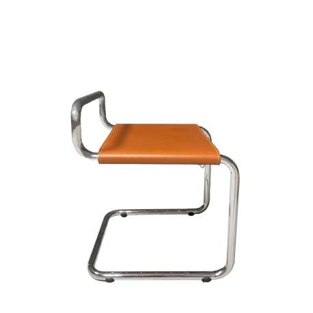 Stool CG70 - Height 40 - Seat chrome - Leather Cognac - Be.Classics - Christophe Gevers - Stools & Benches - Furniture by Designcollectors